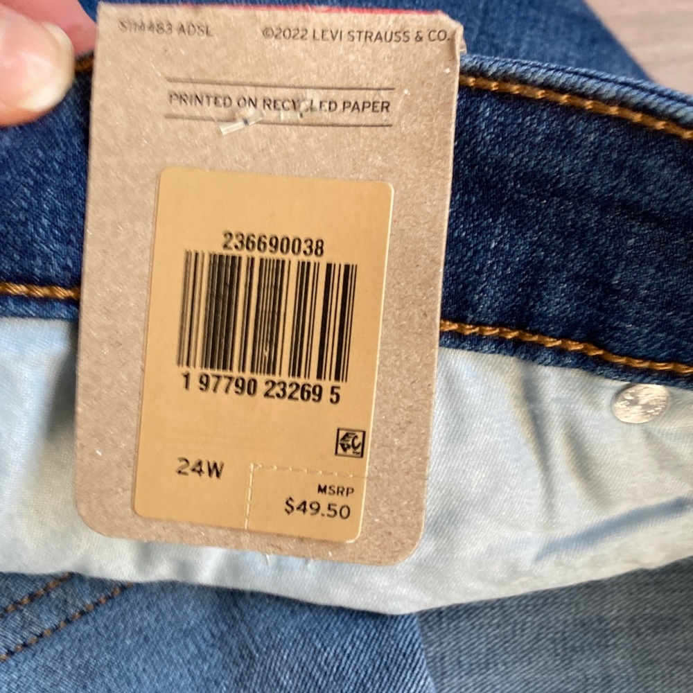 Levi's Jean Short mid length denim short mid rise cuffed 24W - Picture 11 of 17